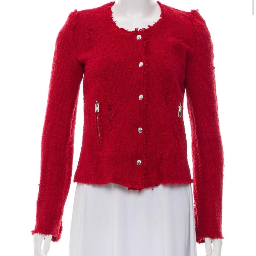 Iro Red Tweed Button-Up Jacket